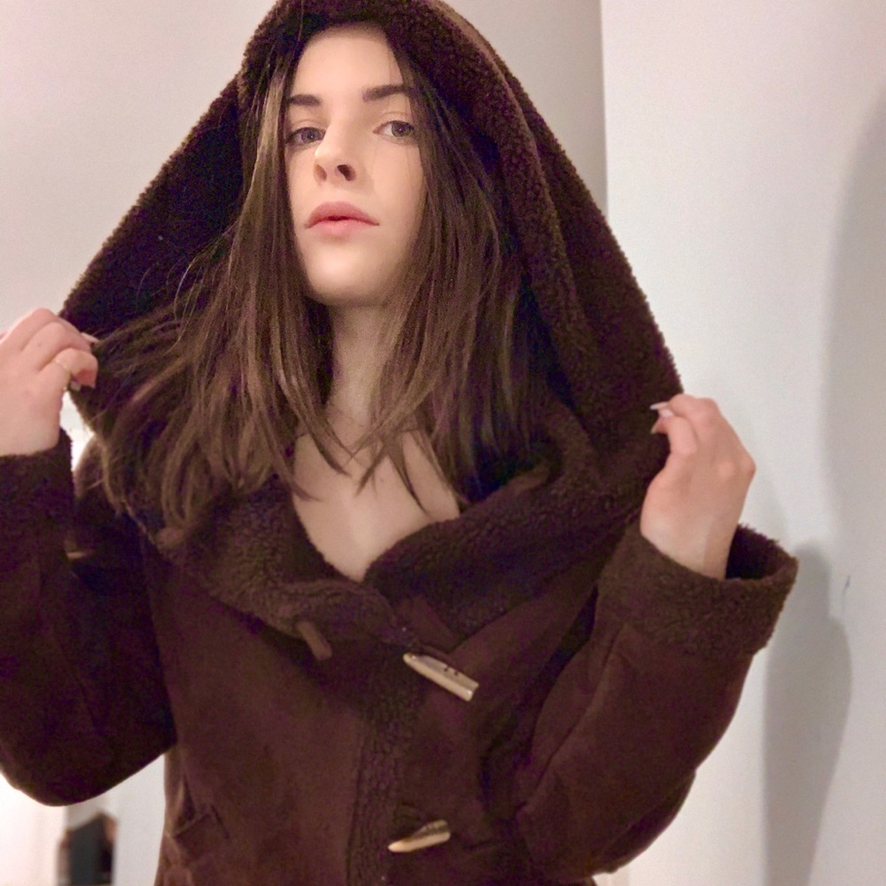 Feux brown suede coat with shearling lining